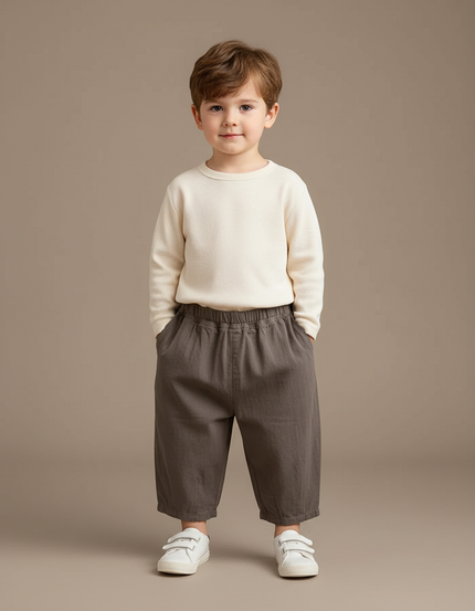 Pantalon Marron Ample Coton Enfant Décontracté Polyvalent