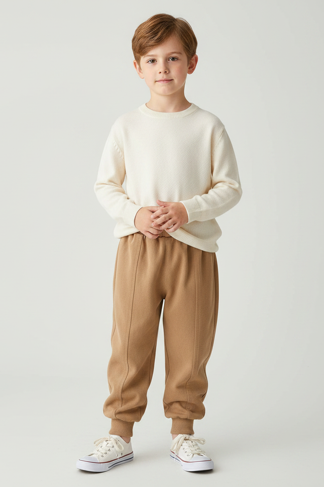 Pantalon Marron Doux Jogger Uni Enfant - Molleton