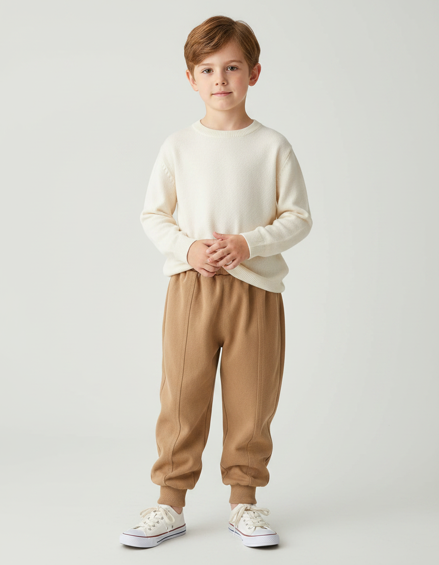Pantalon Marron Doux Jogger Uni Enfant - Molleton