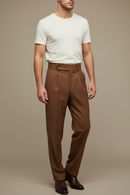 Pantalon Costume Marron Homme - Gabardine