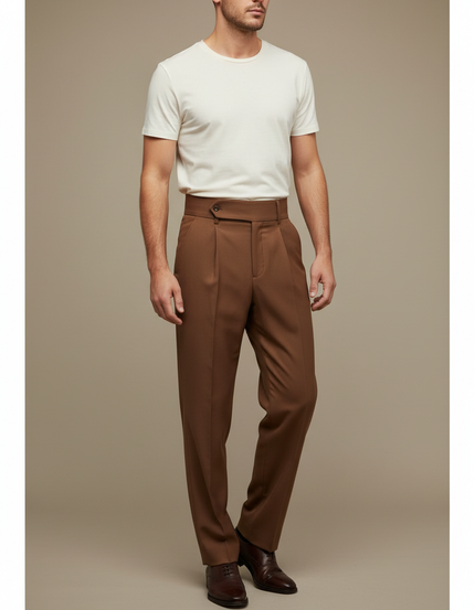 Pantalon Costume Marron Homme - Gabardine