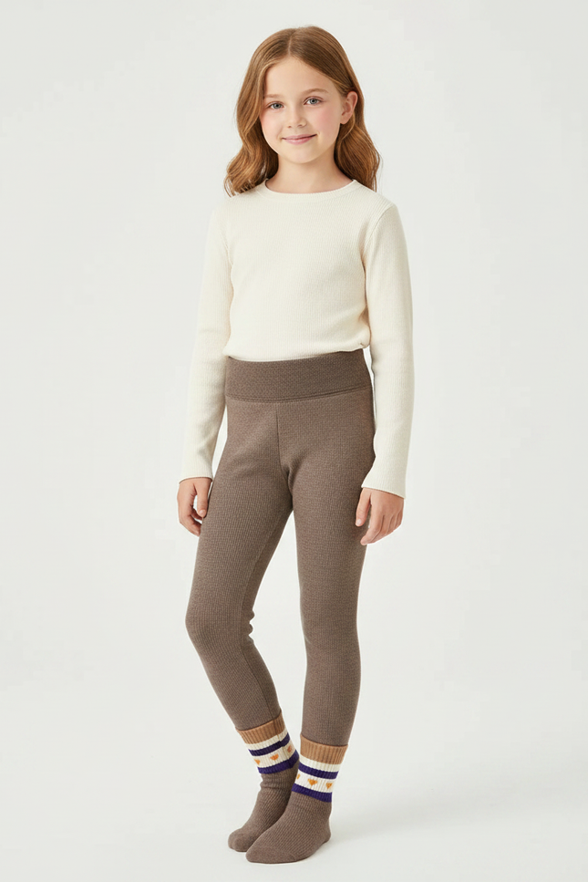 Pantalon Marron Côtelé Slim Tricoté Fille - Maille
