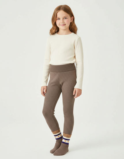 Pantalon Marron Côtelé Slim Tricoté Fille - Maille