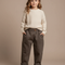 Pantalon Marron Ample Texturé Décontracté Enfant Chic - Molleton