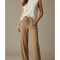 Pantalon Marron Ample Côtelé Droit Décontracté Confortable - Cordé