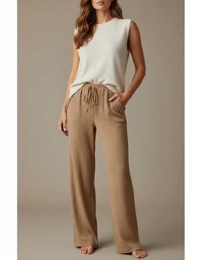 Pantalon Marron Femme Velours Côtelé