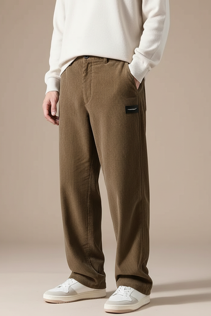 Pantalon Rayé Marron - Cordé