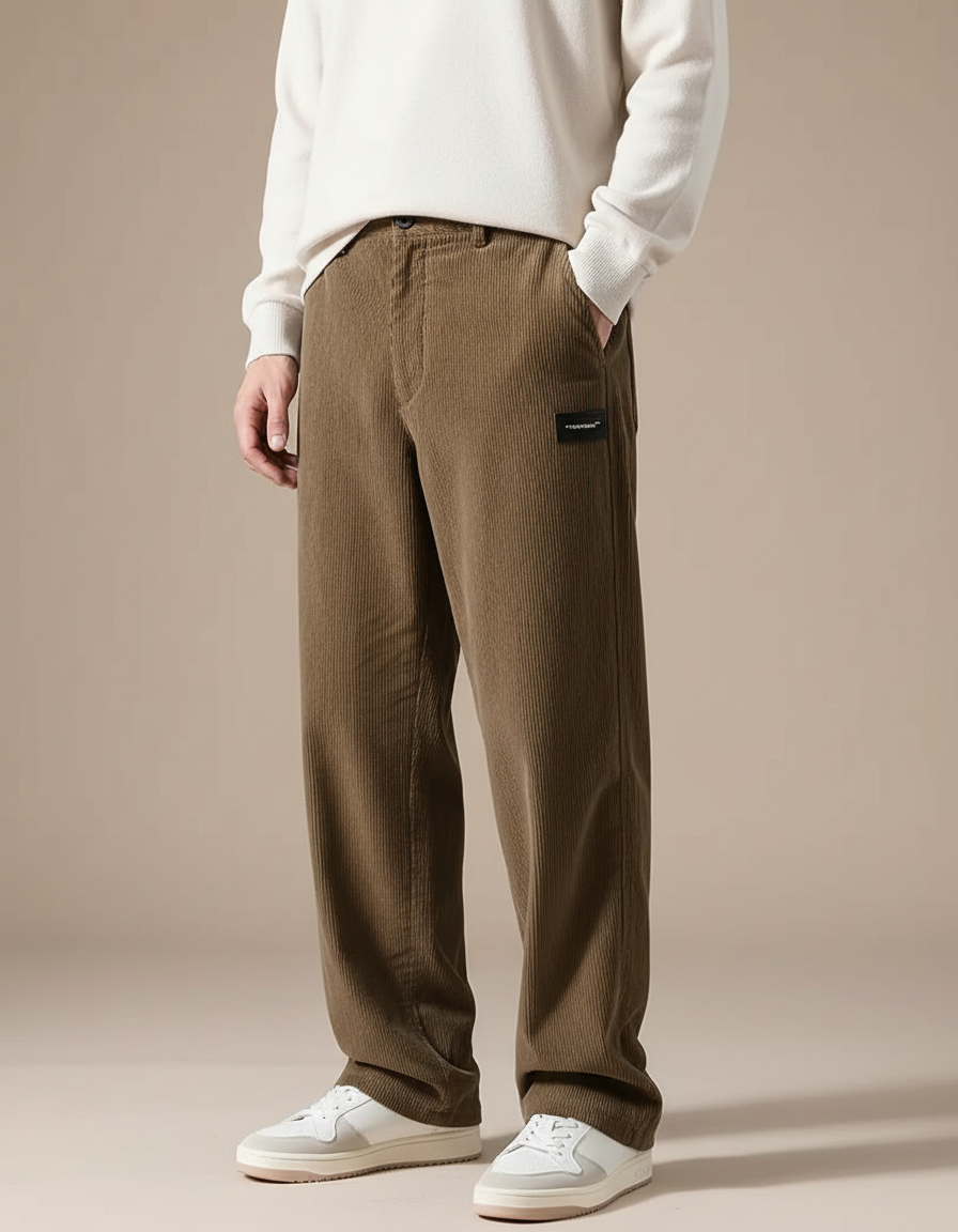 Pantalon Rayé Marron - Cordé