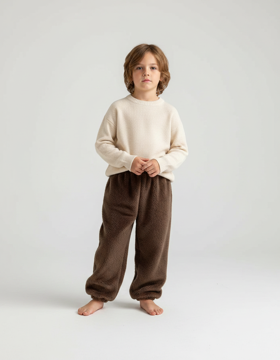 Pantalon Marron Polaire Ample Confortable Enfant - Molleton