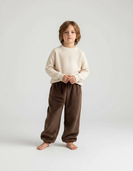 Pantalon Marron Polaire Ample Confortable Enfant - Molleton