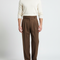Pantalon Marron Plissé Droit Laine Homme Élégant