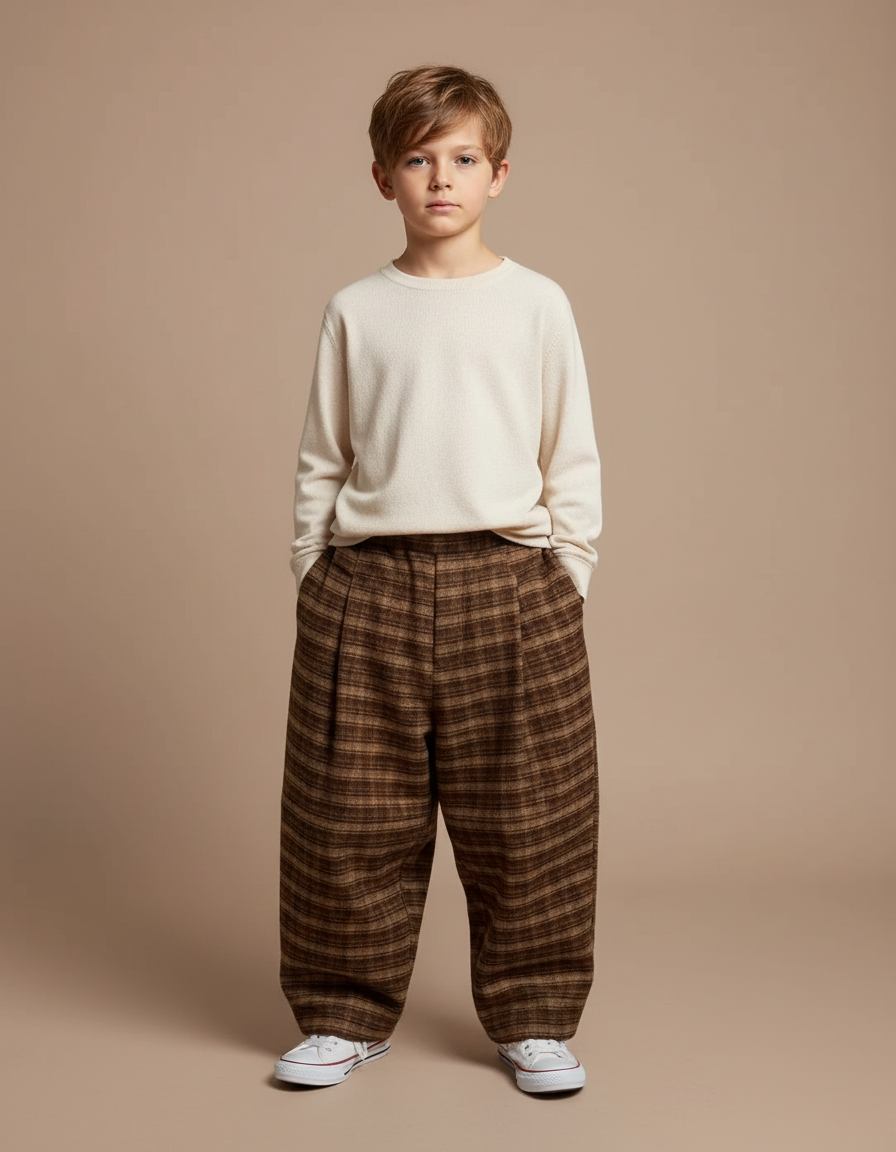 Pantalon Carreaux Marron - Tweed