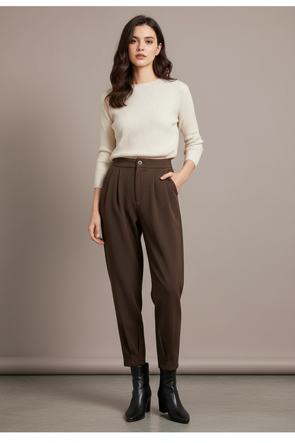 Pantalon 7/8 Marron Femme - Polyester