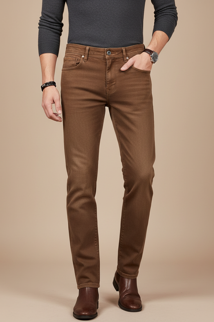 Pantalon Marron Slim Fit Décontracté Tendance Homme - Jean
