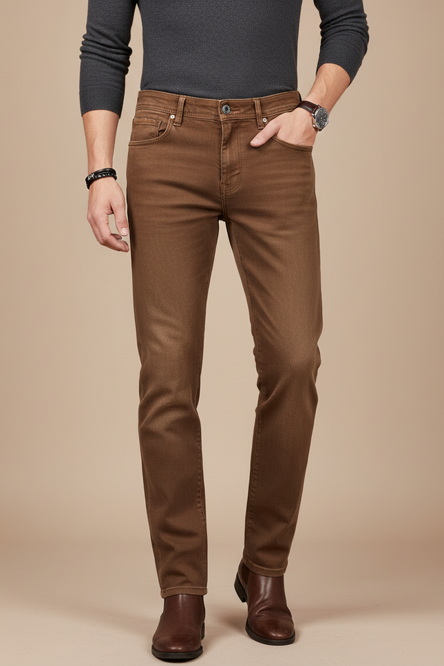 Pantalon Marron Slim Fit Décontracté Tendance Homme - Jean
