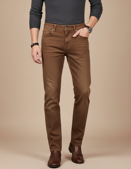 Pantalon Marron Slim Fit Décontracté Tendance Homme - Jean