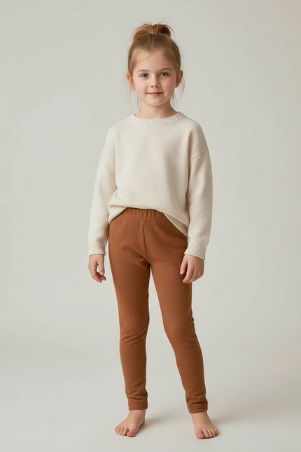 Pantalon Marron Coton Confortable Uni Enfant - Molleton