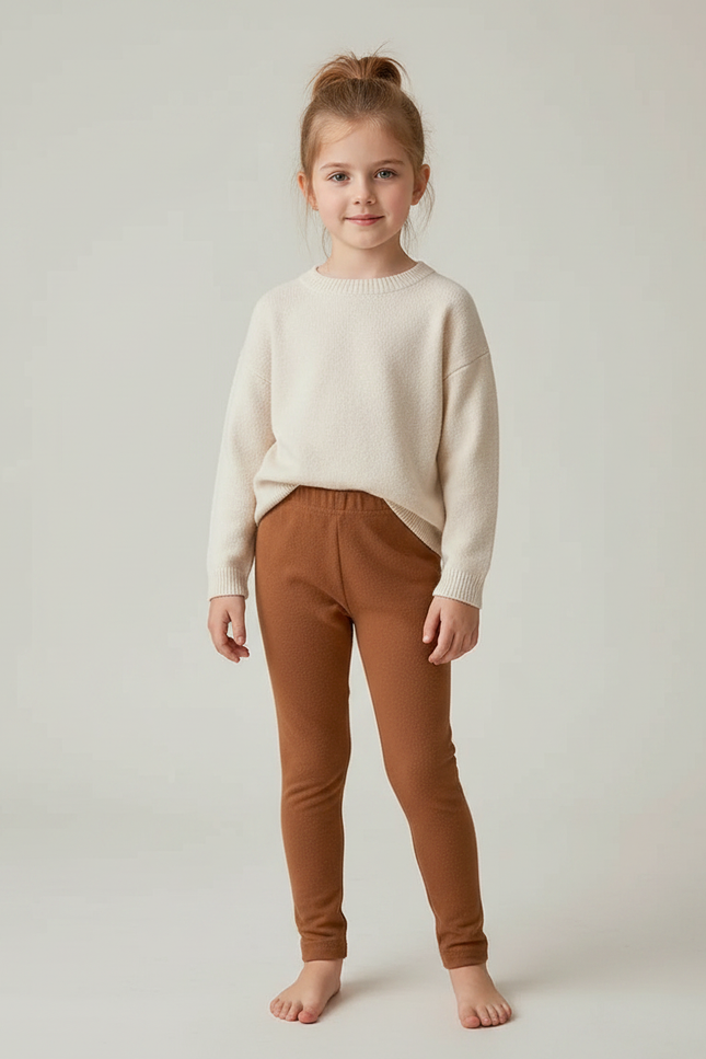 Pantalon Marron Coton Confortable Uni Enfant - Molleton