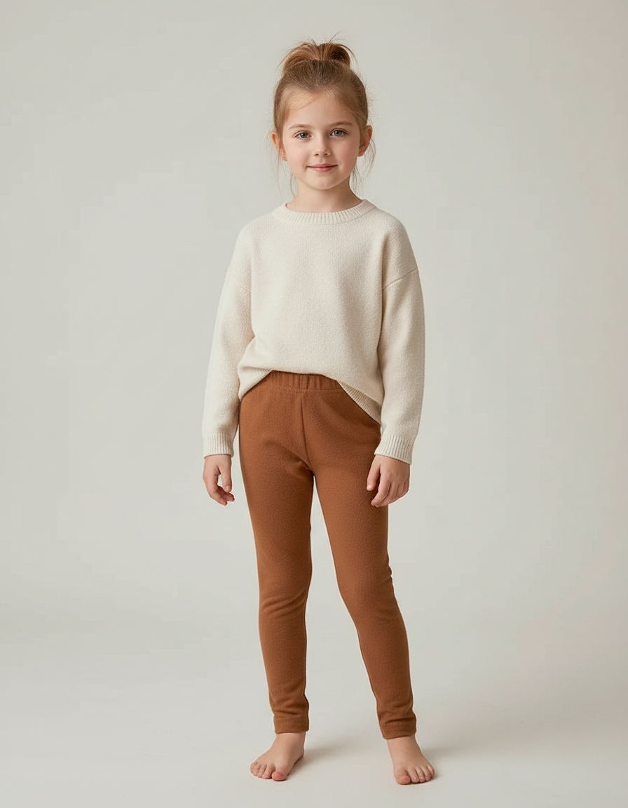 Pantalon Marron Coton Confortable Uni Enfant - Molleton