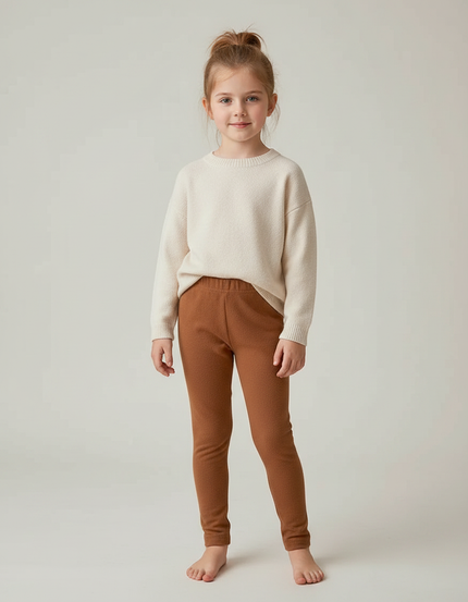 Pantalon Marron Coton Confortable Uni Enfant - Molleton