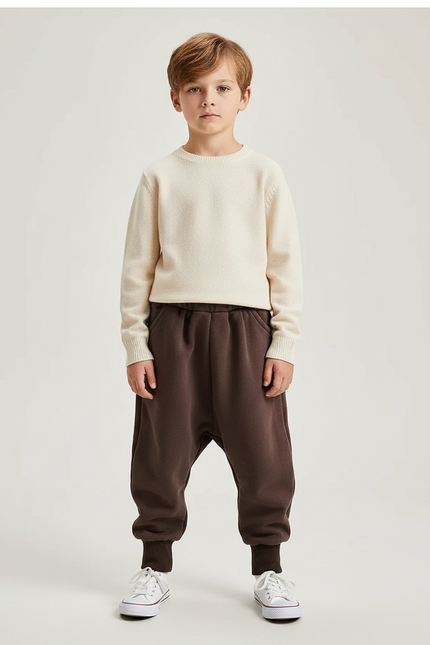 Pantalon Marron Harem Coton Confortable Enfant - Molleton