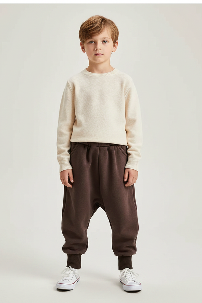 Pantalon Marron Harem Coton Confortable Enfant - Molleton