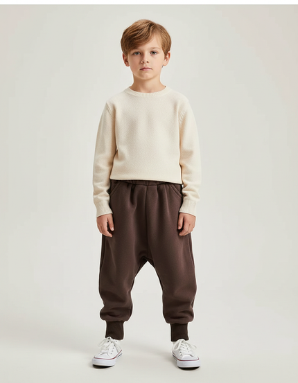 Pantalon Marron Harem Coton Confortable Enfant - Molleton