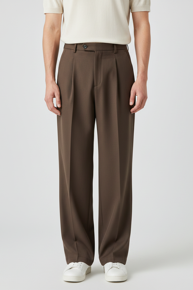 Pantalon Wide Leg Marron - Gabardine