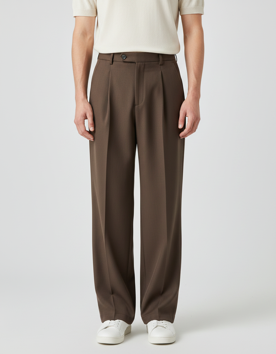 Pantalon Wide Leg Marron - Gabardine