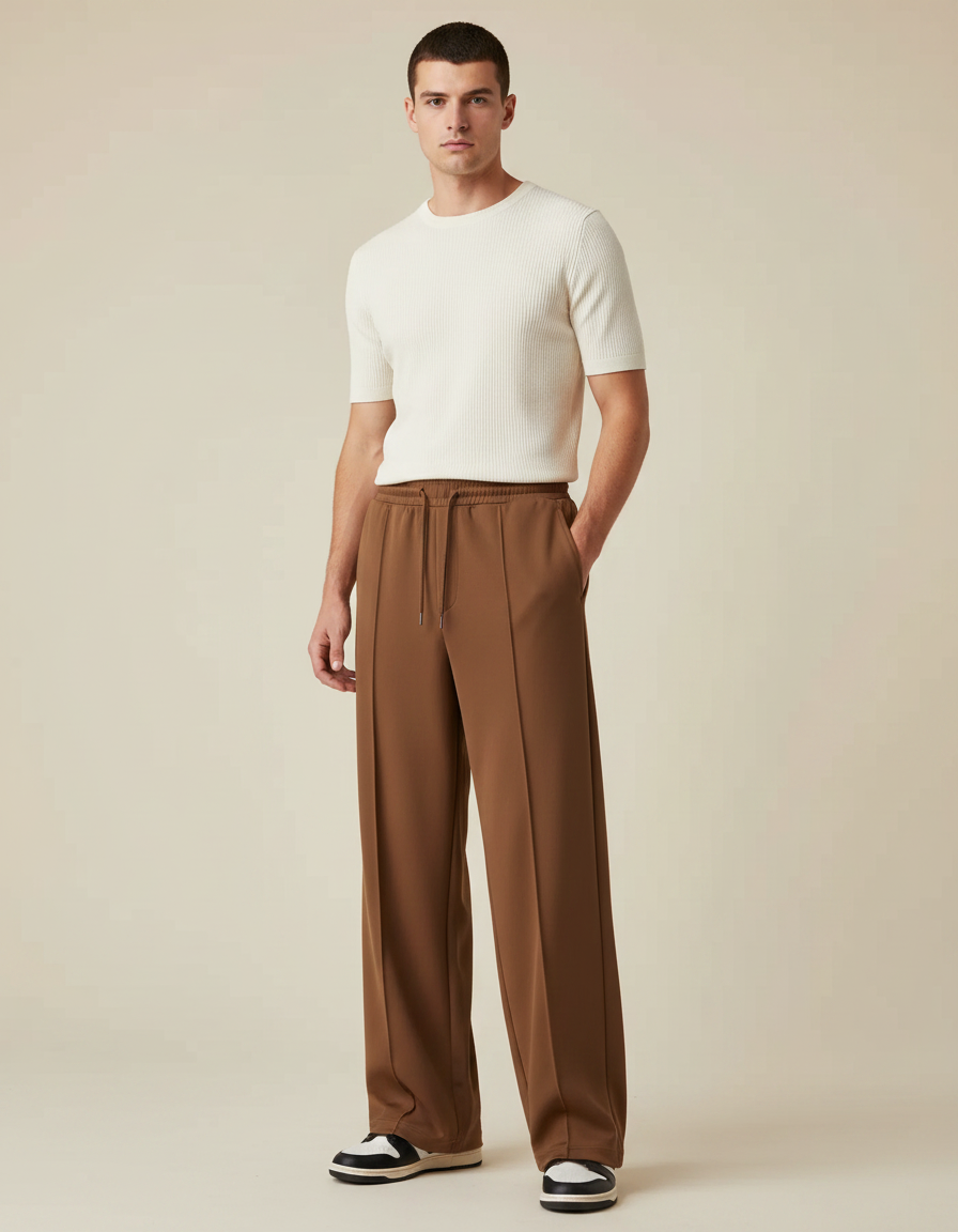 Pantalon Marron Fluide - Polyester