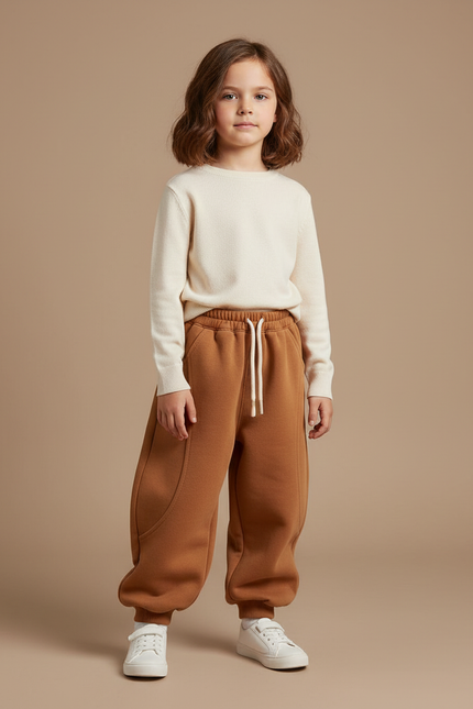 Pantalon Marron Ample Décontracté Enfant Sport - Molleton