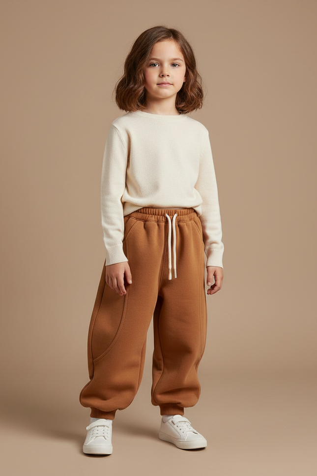 Pantalon Marron Ample Décontracté Enfant Sport - Molleton