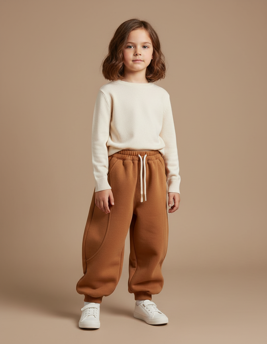 Pantalon Marron Ample Décontracté Enfant Sport - Molleton