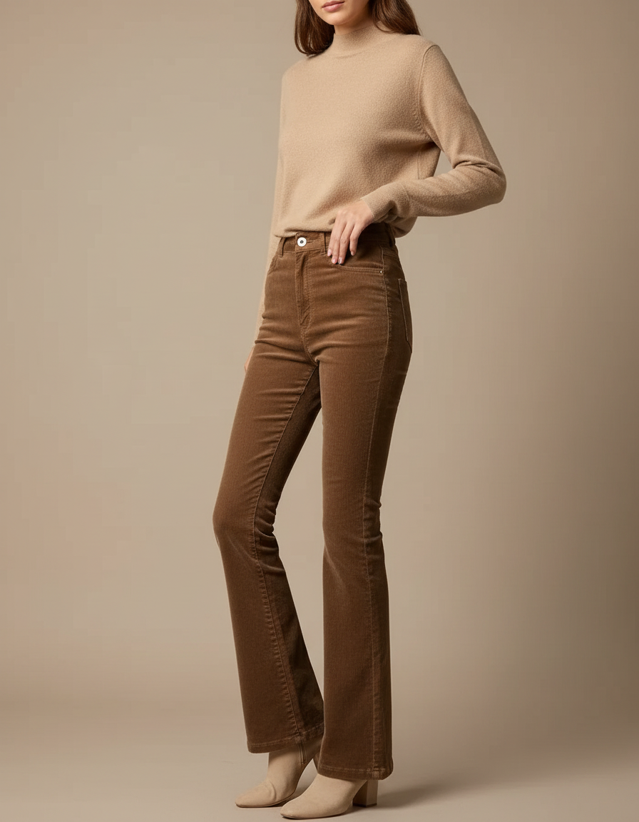 Pantalon Flare Marron - Cordé