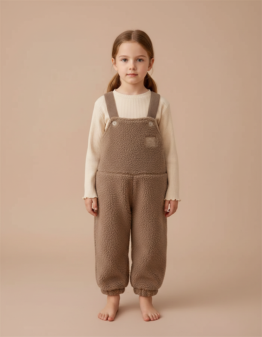 Pantalon Marron Polaire Doux Ample Enfant Hiver - Molleton