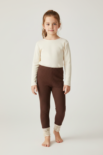 Pantalon Dentelle Marron - Maille