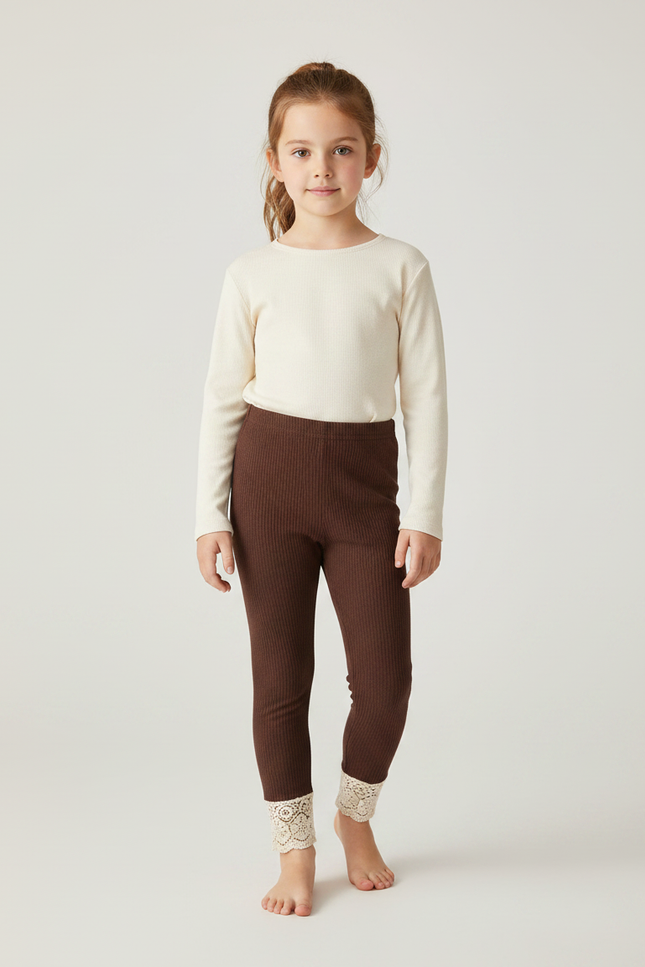 Pantalon Dentelle Marron - Maille