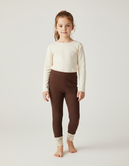 Pantalon Dentelle Marron - Maille