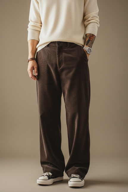Pantalon Velours Côtelé Marron - Cordé