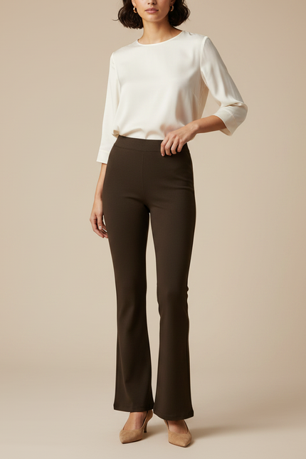 Pantalon Bootcut Marron - Polyester