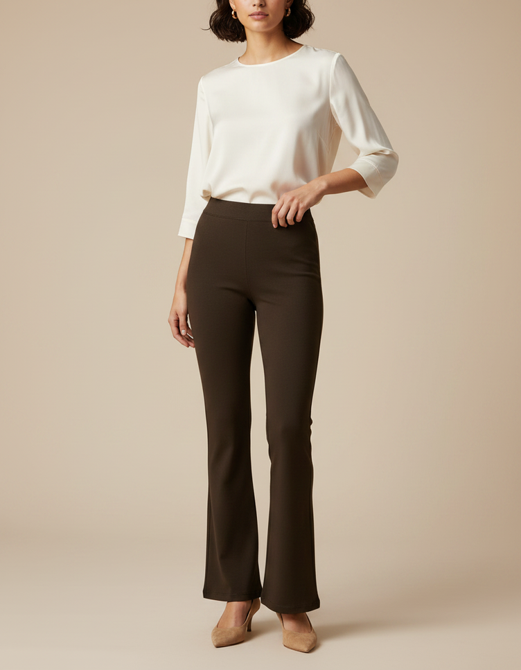 Pantalon Bootcut Marron - Polyester