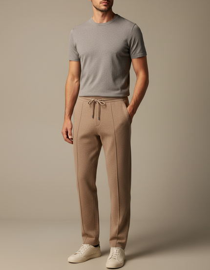 Pantalon Marron Tricoté Slim Décontracté Homme - Maille