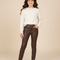 Pantalon Marron Similicuir Slim Fille Élégant - Simili cuir