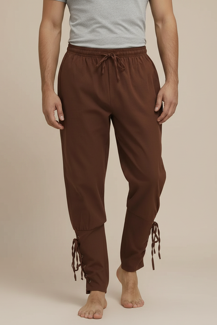 Pantalon Marron Taille Élastique - Coton