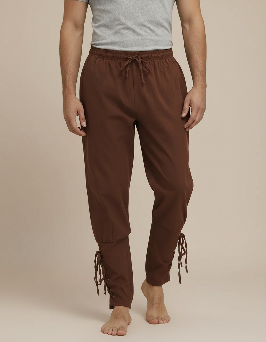 Pantalon Marron Taille Élastique - Coton