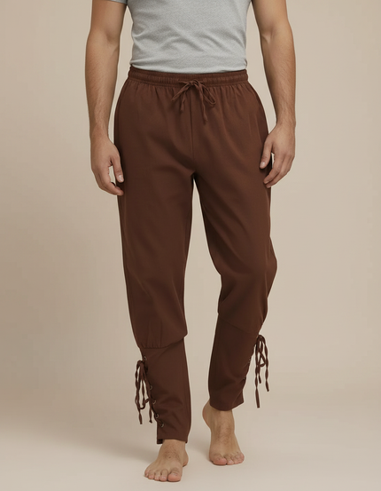 Pantalon Marron Taille Élastique - Coton