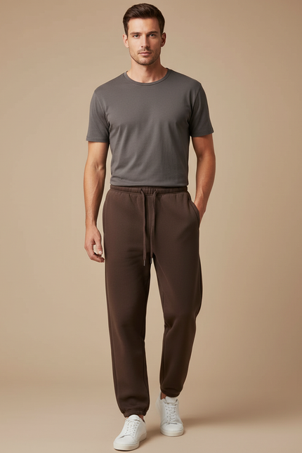 Pantalon Marron Molletonné Confortable Décontracté Homme