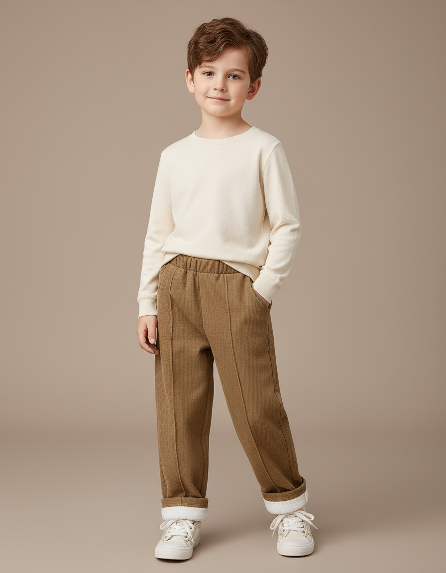 Pantalon Marron Ample Décontracté Doublé Hiver - Molleton