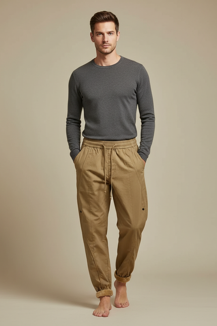 Pantalon Marron Cargo Velours Chaud Confortable Homme - Kaki Toile