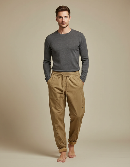 Pantalon Marron Cargo Velours Chaud Confortable Homme - Kaki Toile